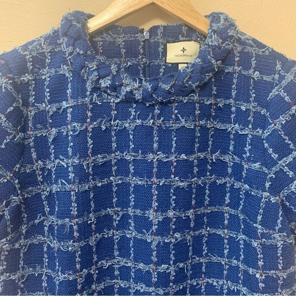 Tuckernuck Sapphire Tweed Jackie Dress Blue Windowpane Tweed Size Large - Picture 6 of 15